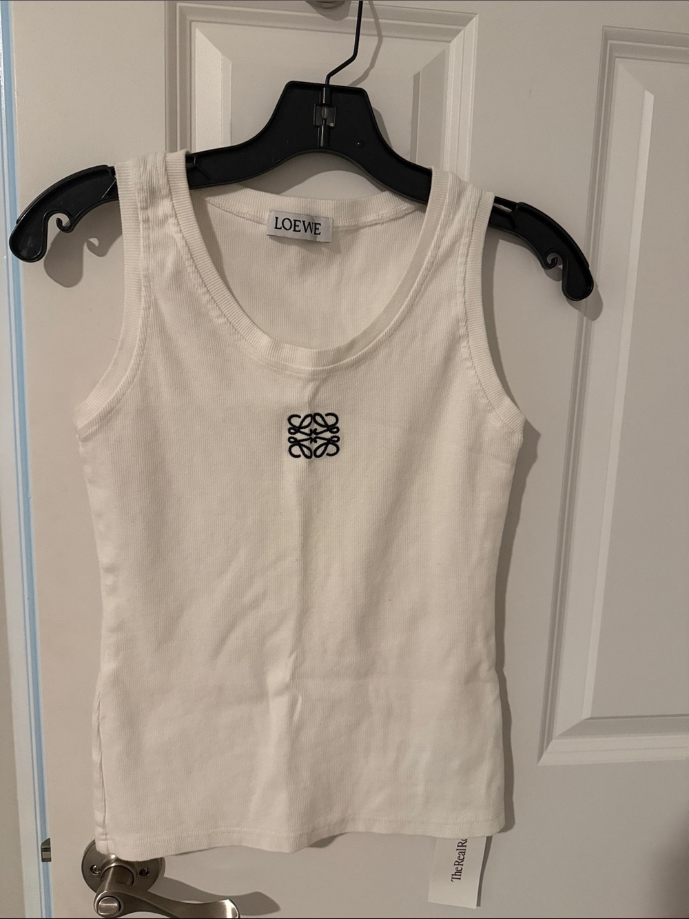 Loewe White Ribbed Tank with Black Anagram